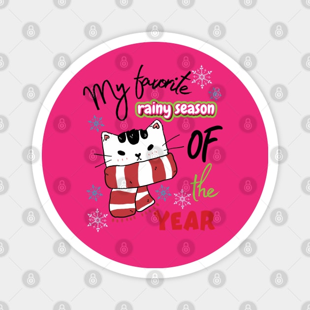 Winter Cat - Favorite rainy season Magnet by O.M design